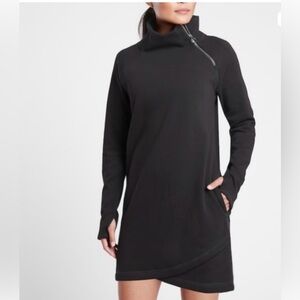 Athleta cozy Karma Black Asym sweatshirt dress Woman’s 2X